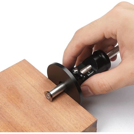 1 pieza Calibre de marcado para trabajar la madera con hoja de repuesto, herramienta manual hecha de varilla de metal macizo para carpinteros (1/5)