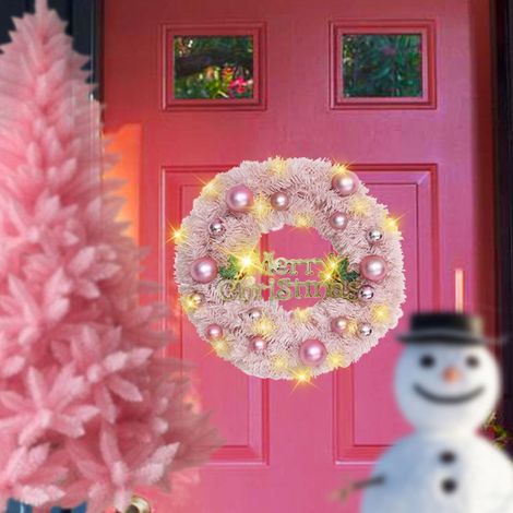 Guirnalda Navideña con Bolas y Letra 3D - Adorno para Puerta Pared y Chimenea - Incluye Luces LED Cálidas - 1 Unidad (1/5)