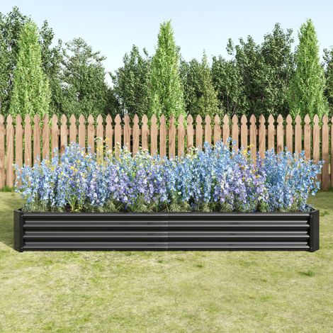Aiuola rialzata in metallo, aiuole rialzate per il giardino realizzate in robusta lamiera d'acciaio con design stabile, protezione antiruggine e lunga durata, kit per aiuola rialzata senza base, ideal (1/5)