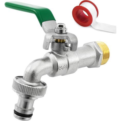 3/4'' Pouce (20/27) Robinet d'eau en Laiton de Qualité Supérieure, Résistant à la Rouille et au Gel + Raccord de Tuyau Gratuit + Ebook Pour Jardin, Machine à Laver, Baril de Pluie (1/4)
