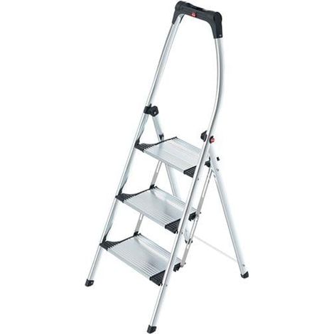 Escabeau à 3 marches avec plateforme, hauteur 730 mm, en aluminium, avec antidérapant à rainures (1/4)