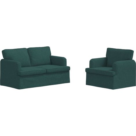 Ensemble de Canapés 2 pcs  Salon de jardin Vert foncé 144 x 80 x 85 cm tissu