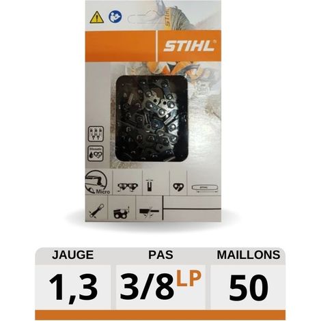 Stihl – Chaîne tronçonneuse 3/8" LP 1.3mm 50 dents – Pour bois dur et teck – Coupe nette sans éclat – Utilisation en forêt et agriculture