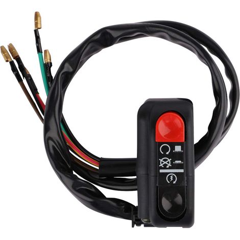 Interrupteur d'allumage moto 22mm, bouton poussoir start/stop moteur, coupure moteur, commodo de démarrage, contacteur universel pour guidon (1/5)