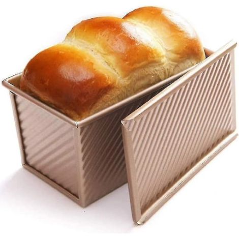 BelleRise - Moule à pain en acier inoxydable avec couvercle (échelle rectangulaire dorée) (1/4)