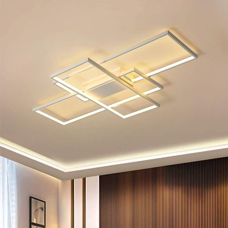 Ceiling Light Dimmable LED Chandelier with Remote Control,Modern 50W 3-Layer Square Ceiling Lamp Acrylic Flush Mount Ceiling Lights Fixtures for Bedroom Dining Living Room Kitchen Office