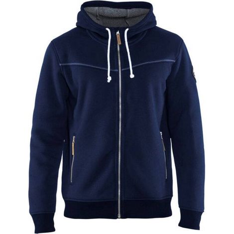 Felpa da lavoro con cappuccio con zip e fodera termica 4933 - Blu navy XS (1/3)