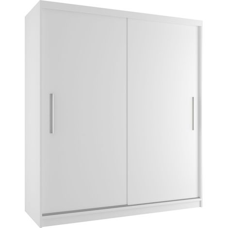 BELINI Grande Armoire 2 Portes Coulissantes VERONA SI 158 cm - Penderie & Tringle - Chambre Adulte - Blanc Mat (1/5)