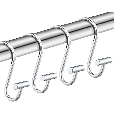 Silberne Duschvorhanghaken, rostfreie Duschvorhangringe, dekorative, verchromte T-förmige Metallhaken, kompatibel mit Duschvorhangstangen, 12er-Packung