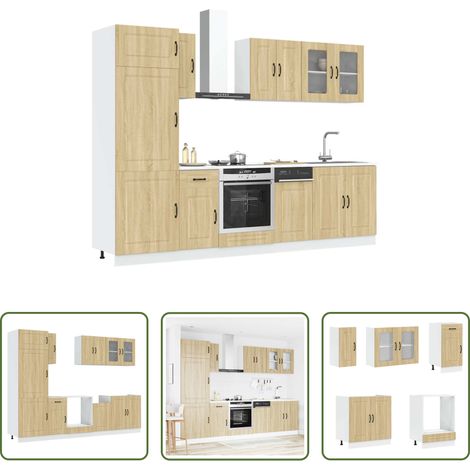 Küchenmöbel -  8-tlg. Küchenschrank-Set Kalmar Sonoma-Eiche Holzwerkstoff (1/5)