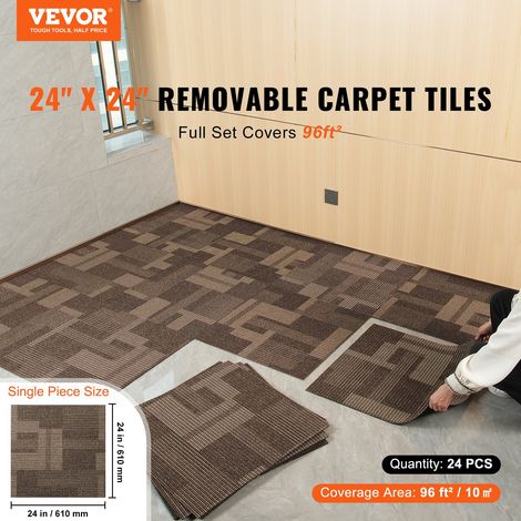Dalles de moquette réutilisables, 61x61 cm, tapis de sol carré avec rembourrage, 24PCS, dalle poils courts facile à installer protè… (1/5)