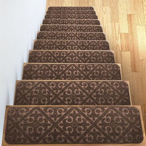 Marches d'escalier antidérapantes en relief marron, 8 x 30 pouces, pour marches en bois, sûres et antidérapantes, paquet de 15 (1/4)