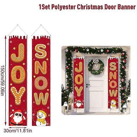 Décoration de porte de Noël, bannière « Joyeux Noël », décoration à suspendre pour la maison, ornement de Noël, cadeau de bonne année, joyysnow (1/5)