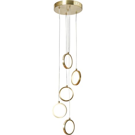 Litecraft Paola Ceiling Pendant Cluster Integrated LED Ring 5 Light - Satin Brass (1/5)