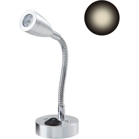 Lampe de lecture à col de cygne pour camping-car, 12 V, 3 W, avec interrupteur, conçue pour la lecture sur bateau, yacht, caravane ou camping-car. Blanche - 3000 K (1/5)