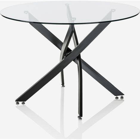 Runder Esstisch Hugo aus Glas und Metall