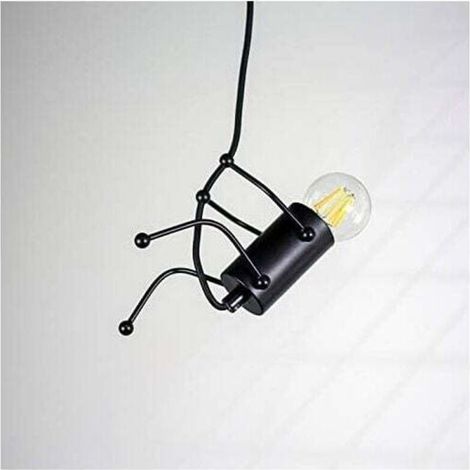 Creative modern retro humanoid doll art chandelier suitable for landscape lighting in kitchens, bars, restaurants and cafés – black (1/4)