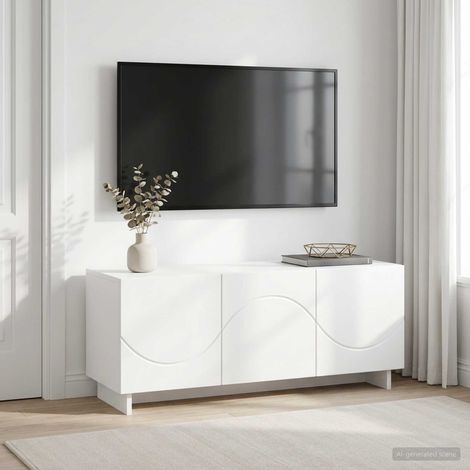 vidaXL Meuble TV 90 x 34,5 x 40 cm Blanc Bois d'ingénierie (1/5)