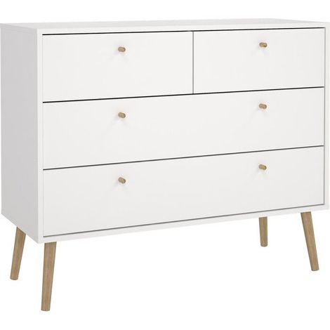 Commode BODO - 4 tiroirs - Blanc mat - Style scandinave - L98,7 x P39,1 x H81,7 cm (1/5)
