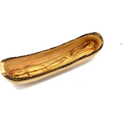 Corbeille à pain rustique en bois d'olivier coupe pour baguette et fruits 40 - 45 cm - PANGIVO (1/5)