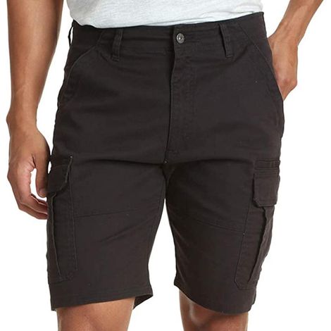 Short cargo homme multipoches, coupe fine, couleur unie, facile à assortir - Taille 3XL - Noir (1/5)