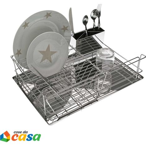 Scola piatti in acciaio doppio accessorio Porta reggi posate stoviglie da cucina (1/5)