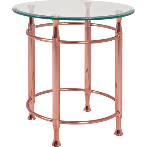 Table d'appoint teinte cuivre Dim : H52 x Ø50 cm