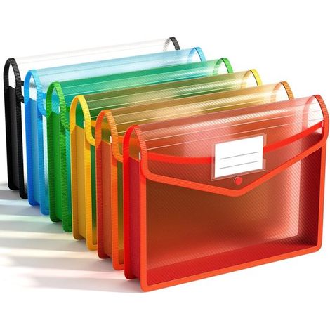 Bolsas para documentos A4-6 unidades, 25 x 33 x 8 cm, Bolsas de PP con cierre de botón, Organizadores para archivos y papeles, Carpetas (1/5)