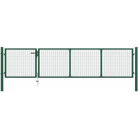 Portail de jardin en acier vert, 350 x 75 cm