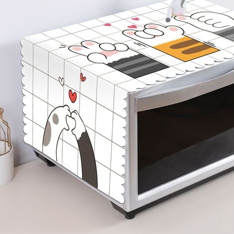 Housse de protection pour micro-ondes, four, motif patte de chat, mignonne et résistante à la poussière et à l'huile, style nordique, 35 x 100 cm (1/4)