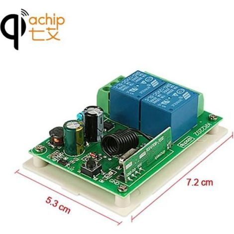 Télécommande Récepteur relais 433 MHz Code d'apprentissage 1527 AC 85-250 V 2 canaux Pour porte de garage et équipements électriques Kit 2 pièces (1/4)