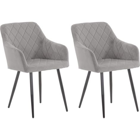 2er Set Esszimmerstuhl Shila grau Samt