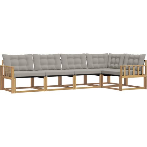 Set di divani da esterno 5 pz Bianco e Grigio Chiaro vidaXL (1/5)