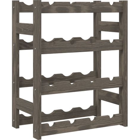 Wine Rack for 16 Bottles Grey Solid Wood Pine vidaXL