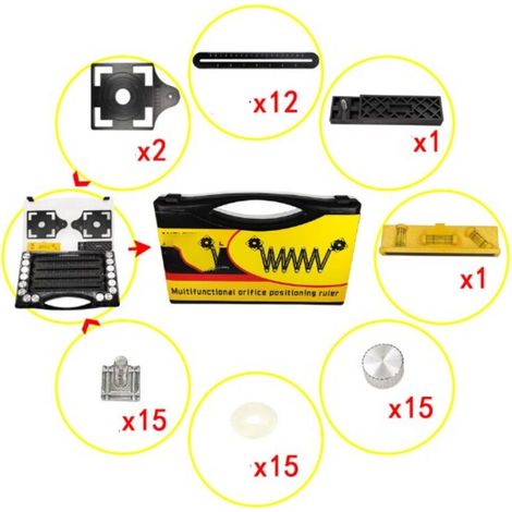 Mehrwinkel-Messlineal-Set für Fliesenleger – Schwarzes Winkelwerkzeug – Winkelschablone aus Aluminiumlegierung – 12 Seitenwerkzeuge – Geeignet für Holzbearbeitung