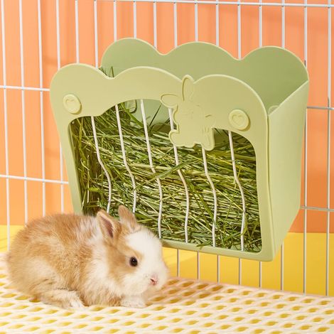 Kaninchenfutterhaus, hängende Heuraufe für Kleintiere: Kaninchen, Zwergkaninchen, Meerschweinchen (Grün) (1/4)