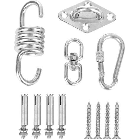Filiyano-1 jeu de crochets pour hamac à 360 degrés, crochet de suspension pour fauteuil à bascule, robuste, 250 kg, acier inoxydable (argenté) (1/3)