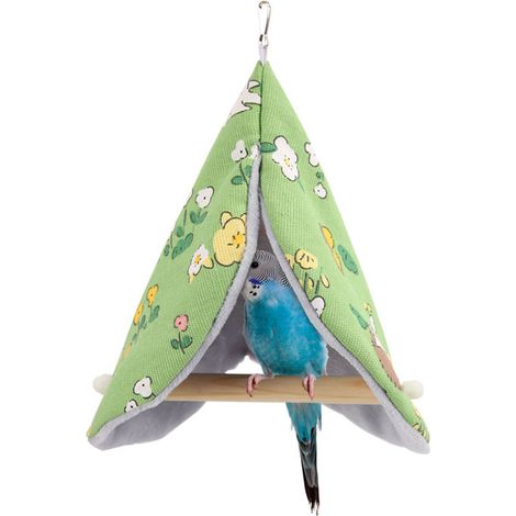 Couverture pour oiseaux, nid douillet pour perroquet, accessoires de cage, maison chaude pour perruches, hamac suspendu avec support en bois et balançoire (1/2)