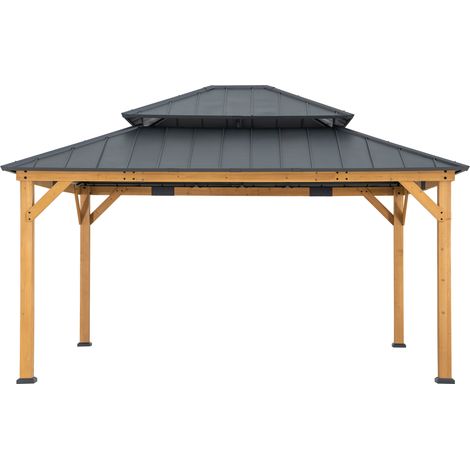 Cenador de madera de cedro TRIVOR - 390cm x 450cm, antracita