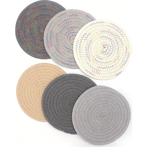 Lot de 6 dessous de plat, 18 cm, résistants à la chaleur, antidérapants, réutilisables et lavables (1/4)