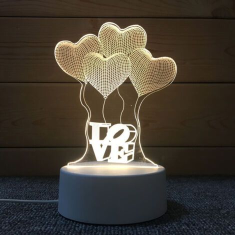 3D Illusion Effect LED Night Light, Bedside Lamp, 7 Changeable Lighting Colors, with USB Charger, Decoration and Gift (1/5)