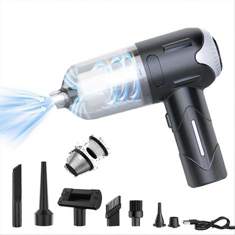 Aspirateur à main sans fil 3-en-1, 8000PA, rechargeable par USB, puissant et compact, idéal pour voiture, maison et bureau, nettoyage rapide et pratique. (1/5)