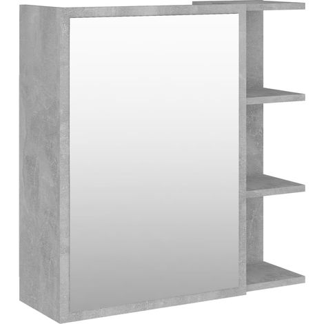 Armoire murale à miroir de salle de bain - Meuble de rangement Gris béton Bois d’ingénierie fr3048 - Maison La Vie (1/5)