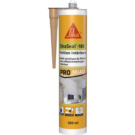 Sika – Mastic de fixation 300ml – Finition intérieure pour bois clair – Joints de plinthes et calfeutrement – Ne coule pas, peinture possible - Sikaseal-188