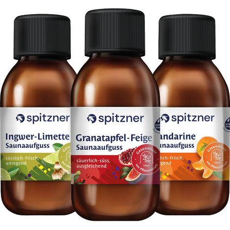 Spitzner Saunaaufguss Set Fruchtig & Vitalisierend 3x125 ml Wellness Sauna Aufguss Bundle (1/4)