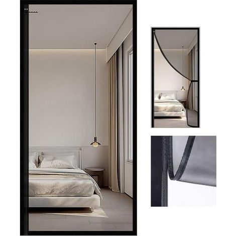 Zanzariera per porte finestre, striscia magnetica completa, zanzariera retrattile per porta finestra, chiusura magnetica per porta finestra singola (Colore: Nero, Dimensioni: 90x210 cm) (1/5)