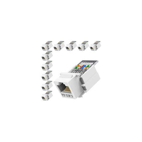 10 Pièces Prise RJ45 Cat6 Keystone - Outil sans outil - Prise murale Ethernet - Coupleur réseau Cat6