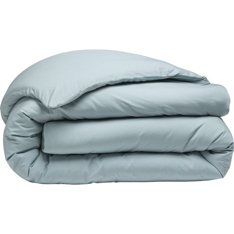 Housse de couette percale 260 x 240 cm bleu lagon