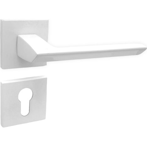 DOMINO Poignée de porte ELENA QR SLIM Blanc PZ Poignée avec plaque PZ pour cylindre profilé Blanc