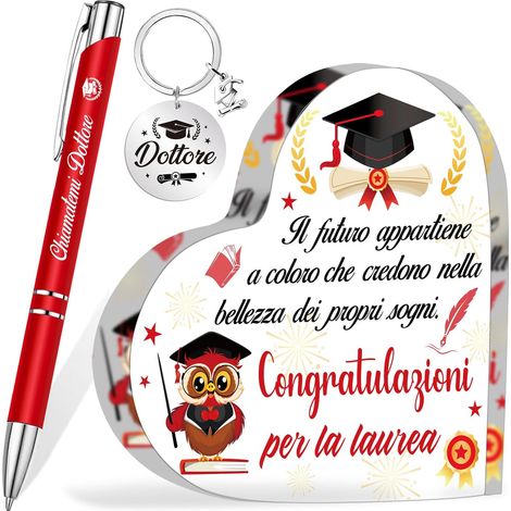 Cadeau de Dottore, Laurea Coeur Acrylique d¨coration de la Maison Bloc Acrylique Grav¨ Plaque Acrylique pour Cadeau de Remise de diplme Dottore (1/5)